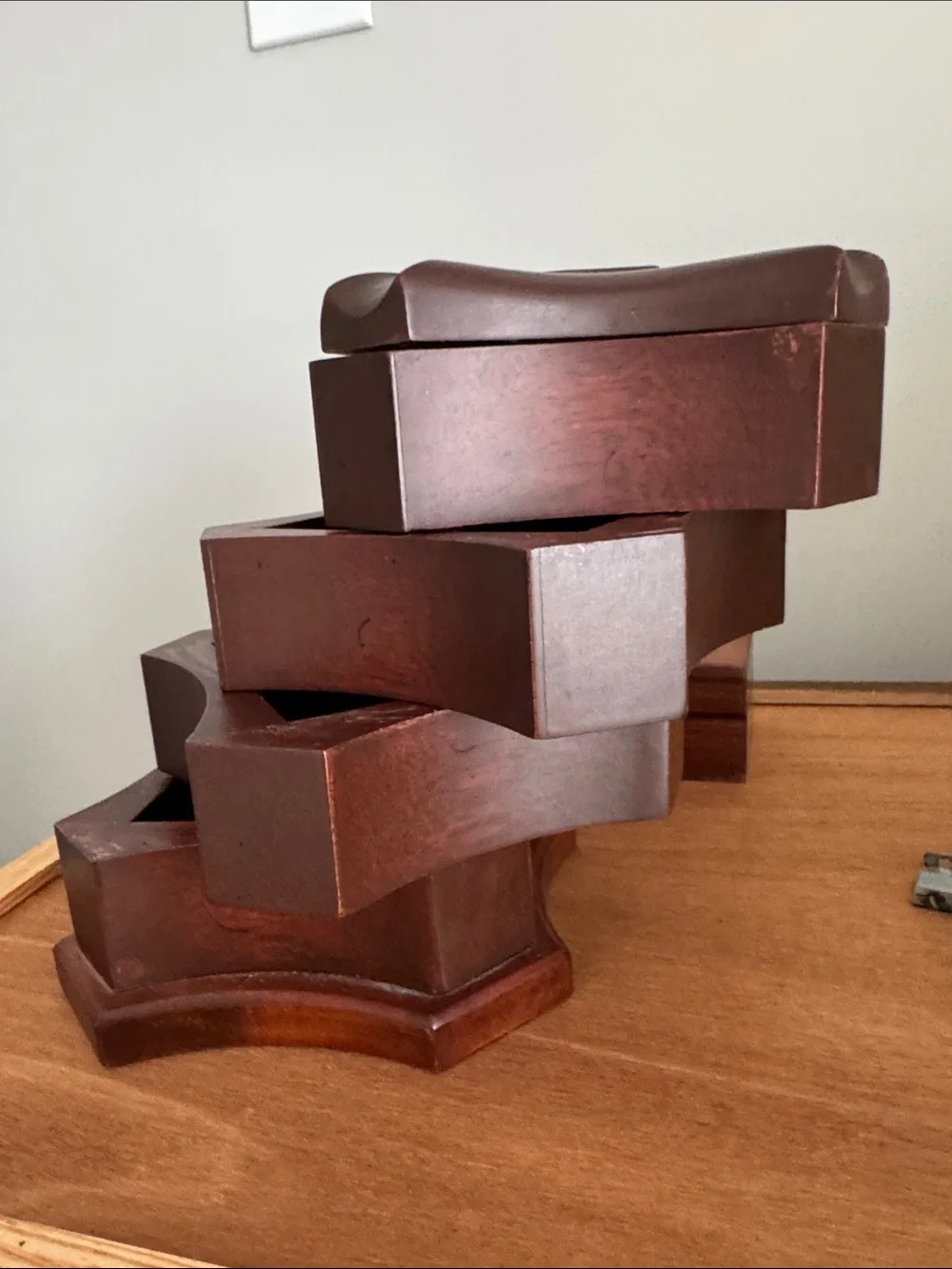 Bombay Wooden Stackable Jewelry Organizer Chest in Dark Brown